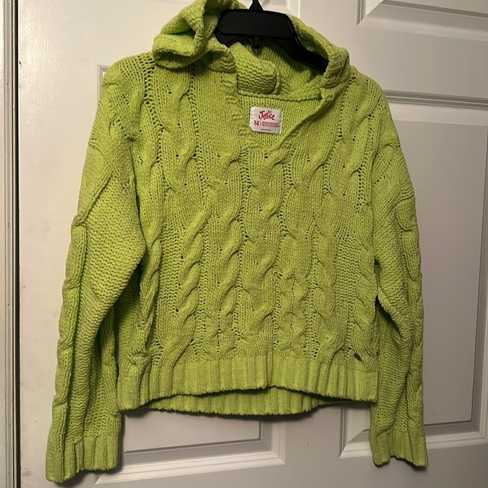 Green Neon Sweater With Hood